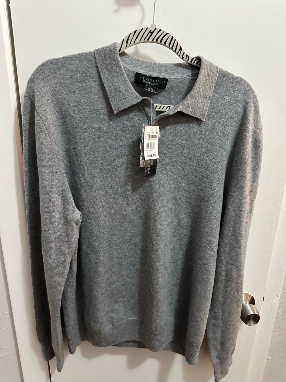 Bloomingdale's Gray Long-Sleeve Polo Sweater